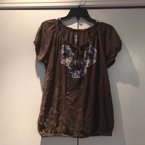 Green and blue floral IZOD top size L